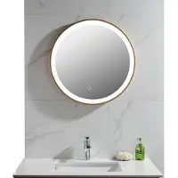 Vente-Unique.nl Badkamerspiegel rond met LED-verlichting NUMEA - L60 x H60 cm - Goudkleurig