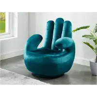 Vente-unique Draaibare fauteuil hand CATCHY van fluweel - Eendenblauw