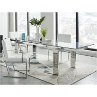 Vente-unique Uitschuifbare eettafel LUBANA - Gehard glas en metaal - 8 tot 10 personen