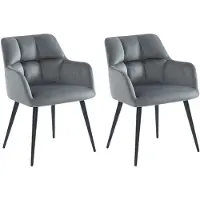 Vente-unique Set van 2 stoelen PEGA - Met armleuningen - Fluweel en metaal - Grijs
