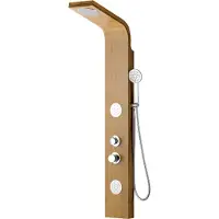 Vente-unique Douchekolom met massagestralen TISSIA, tropische regen en paneel van bamboe - 20 x 140 cm