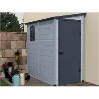 Vente-unique Tuinschuur van grijze en antracietkleurige hars - ALBERTO - 2,12 m?