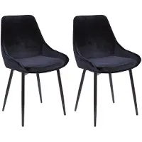 Vente-unique Set van 2 stoelen MASURIE - Fluweel - Zwart