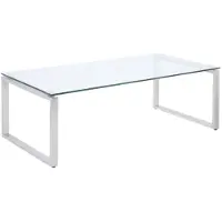 Vente-unique Salontafel FREYA - Gehard glas en gechroomd metaal