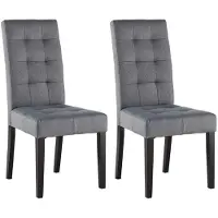 Vente-unique Set van 2 stoelen VILLOSA - grijze stof & donker houten poten