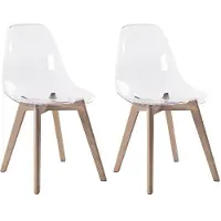 Vente-unique Set van 2 stoelen AUDRA - Polycarbonaat en beuk - Transparant