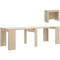 Vente-Unique.nl Uittrekbare consoletafel ONEGA - 10 personen - 4 verlengstukken - Kleur: eiken