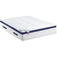 Vente-unique Matras met pocketveren en vormgeheugen geplaatst motief MARQUIS van DREAMEA - dikte 30 cm - 140x190 cm - Blauw