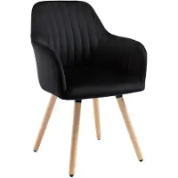 Vente-unique Stoel met armleuningen ELEANA - Fluweel & Metaal met houteffect - Zwart