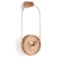 Nomon Micro Eslabon Wandlamp Micro Eslabon G | Ring in polished brass, oak finished box, oak finished and polished brass hands