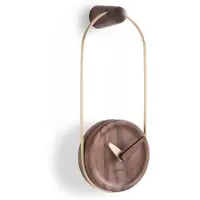 Nomon Micro Eslabon Wandlamp Micro Eslabon G | Ring in polished brass, walnut box, walnut and polished brass hands