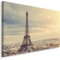 Karo-art Schilderij - Eiffeltoren in Parijs , Wanddecoratie , Premium print
