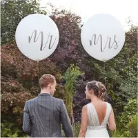 Ginger Ray Reuzeballonnen Wit Mr & Mrs- 2 stuks