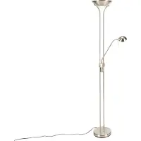 QAZQA Vloerlamp staal met leeslamp incl. LED en dimmer - Diva