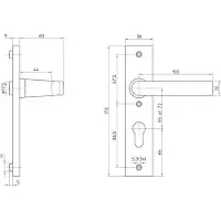 Nemef 3252 WC Rs Beslag kortschild afgerond | D kruk-kruk | beslagset | geveerd | krukstift 8mm | F1 aluminium | WC72 | draairichting rechts - 9325222721