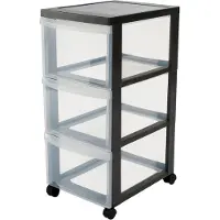 Iris Design Chest ladekast - 3 diepe lades - Kunststof - Zwart/Transparant