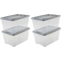 Iris New Topbox Opbergbox - 45L - Kunststof - Transparant/Zilvergrijs - Set van 4