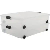 Iris Clearbox Opbergbox - onder-het-bed - 50L - Transparant - Met Wielen - Set van 2