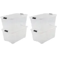 Iris Topbox Opbergbox - 45L - Kunststof - Transparant/Zwart - Set van 4