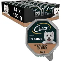 Cesar Hondenvoer - Cuisine - Kalkoen & Rund in Saus - Kuipjes 14x150g