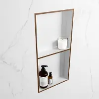 Mondiaz easy nis 59,5x29,5 cm in solid surface kleur rust | talc. 2 vakken geschikt voor in- of opbouw