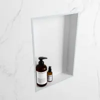 Mondiaz easy nis 44,5x29,5 cm in solid surface kleur clay | talc. 1 vak geschikt voor in- of opbouw
