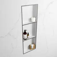 Mondiaz easy nis 89,5x29,5 cm in solid surface kleur darkgrey | talc. 3 vakken geschikt voor in- of opbouw