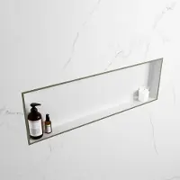 Mondiaz easy nis 89,5x29,5 cm in solid surface kleur army | talc. 1 vak geschikt voor in- of opbouw
