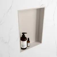 Mondiaz easy nis 44,5x29,5 cm in solid surface kleur linen | linen. 1 vak geschikt voor in- of opbouw