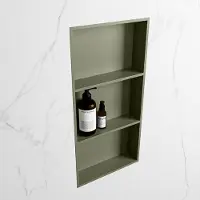 Mondiaz easy nis 59,5x29,5 cm in solid surface kleur army | army. 3 vakken geschikt voor in- of opbouw
