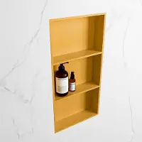 Mondiaz easy nis 59,5x29,5 cm in solid surface kleur ocher | ocher. 3 vakken geschikt voor in- of opbouw