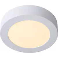 Lucide BRICE-LED - Plafonnière Badkamer - Ø 18 cm - LED Dimb. - 1x12W 3000K - IP44 - Wit