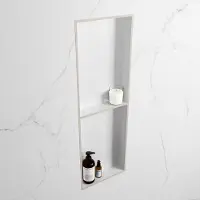 Mondiaz easy nis 149,5x29,5 cm in solid surface kleur linen | talc. 2 vakken geschikt voor in- of opbouw