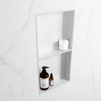 Mondiaz easy nis 59,5x29,5 cm in solid surface kleur clay | talc. 2 vakken geschikt voor in- of opbouw