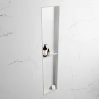 Mondiaz easy nis 89,5x29,5 cm in solid surface kleur linen | talc. 2 vakken geschikt voor in- of opbouw