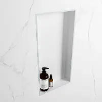 Mondiaz easy nis 59,5x29,5 cm in solid surface kleur clay | talc. 1 vak geschikt voor in- of opbouw