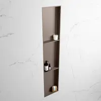 Mondiaz easy nis 149,5x29,5 cm in solid surface kleur smoke | smoke. 3 vakken geschikt voor in- of opbouw