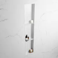 Mondiaz EASY Nis 149,5x29,5cm in solid surface kleur Talc | Talc. 3 vakken geschikt voor in- of opbouw