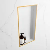Mondiaz easy nis 59,5x29,5 cm in solid surface kleur ocher | talc. 1 vak geschikt voor in- of opbouw