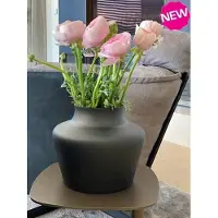 Vase the World Vaas Coral | Zwart - Black | Goud - Gold | Mat Zwart | Uniek Design | Ø22,5 x H22 cm