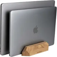 Oakywood Dual Laptop Dock - Massief Eiken - Echt Hout Verticale MacBook/Laptop/Tablet Standaard - Clean Desk Design