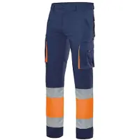 VELILLA BROEK MULTI-POCKET TWEEKLEURIG HOGE ZICHTBAARHEID Grey/Fluo Yellow - VELILLA V3030 - Maat XL