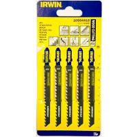 Irwin lot de 5 lames de scie sauteuse coupe bois - t144dp - 6 tpii - 100 mm