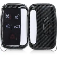 Kwmobile autosleutelhoes geschikt voor Land Rover Jaguar 5-knops draadloze autosleutel - hardcover beschermhoes - Carbon design - zwart