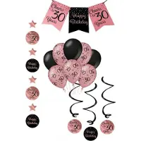 Partyxplosion Verjaardag Feestpakket 4 delig rose zwart | 30 jaar (rose zwart)