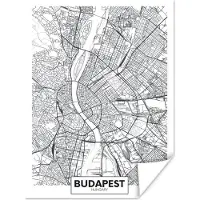 PosterMonkey Poster Kaart - Budapest - Hongarije - Europa - 60x80 cm
