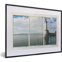 PosterMonkey Fotolijst incl. Poster - Doorkijk - Vuurtoren - Water - 40x30 cm - Posterlijst