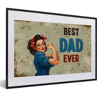 PosterMonkey Fotolijst incl. Poster - Spreuken - Best dad ever - Quotes - Vaderdag - 60x40 cm - Posterlijst