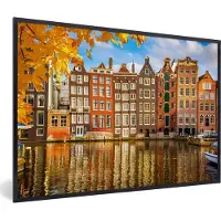 PosterMonkey Fotolijst incl. Poster - Architectuur - Boom - Amsterdam - 90x60 cm - Posterlijst