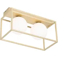 QAZQA Design plafondlamp goud met wit glas 2-lichts - Aniek